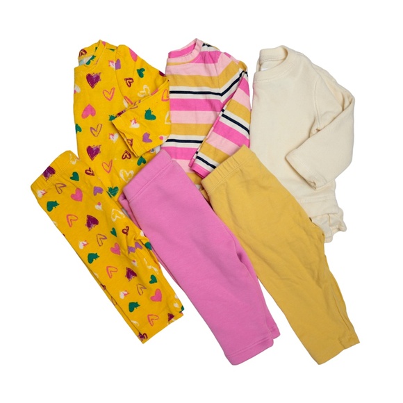 6 Pcs Baby GAP Girls Long Sleeve Top Leggings 3 Outfit Sets Size 3-6M - Picture 1 of 6